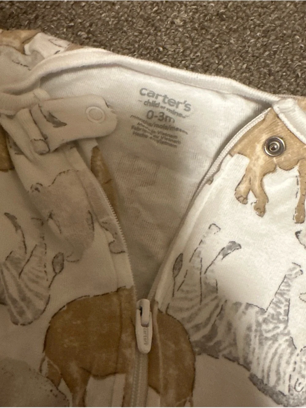Carter's Cream Safari Animal Print Sleep Sack with Tan Accents